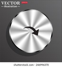 Structural gray background with a metallic circle, with shadow. arrow indicates the direction, vector illustration, EPS 10