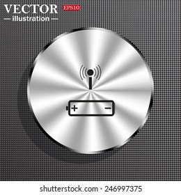 Structural gray background with a metallic circle, with shadow. power management through a wi-fi network, vector, EPS 10