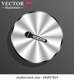 Structural gray background with a metallic circle, with shadow. live music, vector illustration, EPS 10