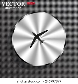 Structural gray background with a metallic circle, with shadow. plane, vector, EPS 10