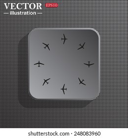 Structural gray background with shadow, gray square, Fashion Icon Aircraft, vector illustration, EPS 10