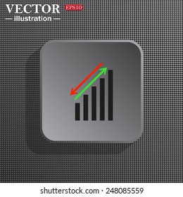 Structural gray background with shadow, gray square, chart with green and red arrows, vector illustration, EPS 10