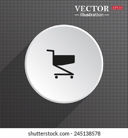 Structural gray background with shadow, white circle, Shoping basket , vector illustration, EPS 10