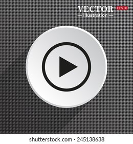 Structural gray background with shadow, white circle, play, vector, EPS 10