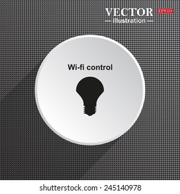 Structural gray background with shadow, white circle, LED lamp controlled via wi-fi network, vector illustration, EPS 10