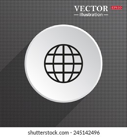 Structural gray background with shadow, white circle, Globe,  vector illustration, EPS 10
