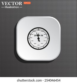 Structural gray background with shadow, white square. Calendar 2015  stylized clock with figures for the calendar business wall. Vector illustration, EPS 10 