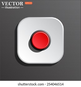 Structural gray background with shadow, white square. Red button start, stop. Vector illustration, EPS 10
