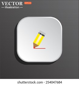 Structural gray background with shadow, white square. yellow pencil, vector, EPS 10