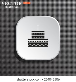 Structural gray background with shadow, white square. birthday cake icon. Vector illustration, EPS 10