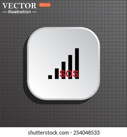 Structural gray background with shadow, white square. no signal, poor signal strength, signal strength indicator, vector illustration, EPS 10