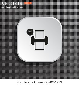Structural gray background with shadow, white square. Printer with wi-fi connection , vector, EPS 10