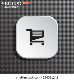 Structural gray background with shadow, white square. Shopping basket , vector illustration, EPS 10