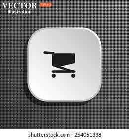 Structural gray background with shadow, white square. Shopping basket , vector illustration, EPS 10
