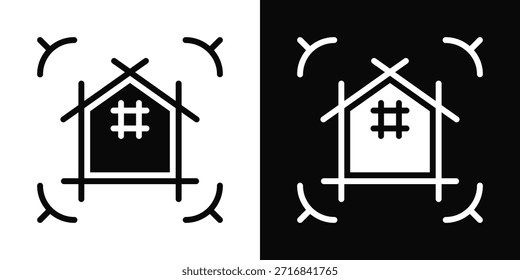 Estilo de fondo blanco y negro del icono estructural