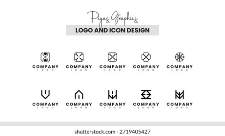 Paquete de diseño de icono de logotipo mínimo estructural
