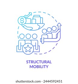 Structural mobility blue gradient concept icon. Economic growth. Group of people change social status. Socioeconomic changes. Round shape line illustration. Abstract idea. Graphic design. Easy to use