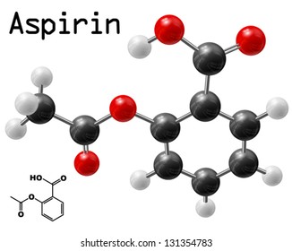 Structural Model Of Aspirin Molecule