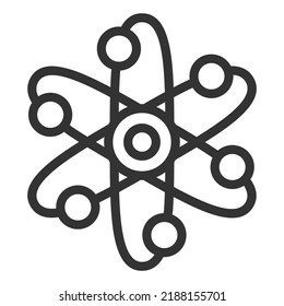 Structural model of the atom - icon, illustration on white background, outline style