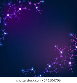 Structural molecule elements, neuron network. Science and chemistry vector background.