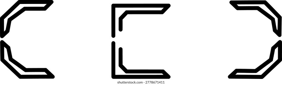 Structural steel c channel profile icons set illustrating different industrial metal beam sections for construction and engineering projects with structural industrial construction engineering