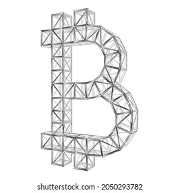 The structural symbol of bitcoin. Polygonal design of lines and points.