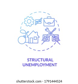 Structural unemployment blue gradient concept icon. Loss of job because of technology innovation. Social economic issue idea thin line illustration. Vector isolated outline RGB color drawing