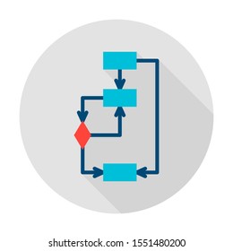 Structure Algorithm Circle Icon. Vector Illustration with Long Shadow. Business Item.