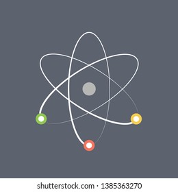 Structure of atom. Nucleus with  protons, neutrons and electrons. Vector flat design