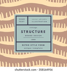 Structure brown Vintage modern logo in frame outline geometric background. Retro label package template