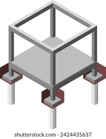 Structure of the building, foundation, and piles supporting up the structure. , Pile supports for loads and the installation of reinforced concrete foundations ,3d rendering