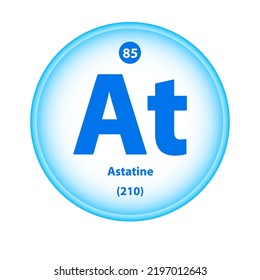 Structure Chemical element 	
Astatine (At) symbol. Science atom table element atomic icon. Simple circle blue white guardian vector illustration 3D. Atomic number for Lab science or chemistry class.