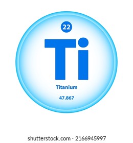 Structure Chemical element Titanium (Ti) symbol. Science atom table element atomic icon. Simple circle blue white guardian vector illustration 3D. Atomic number for Lab science or chemistry class.