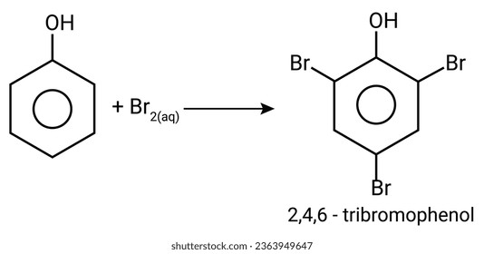 The structure of Chemical reaction for 2,4,6 - tribromophenol