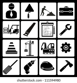 structure, civil engineer, and tools icon set