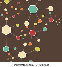 Structure of colorful human cells on brown background.