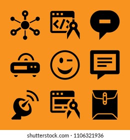 structure, communication, electronics, contact, screen and sms icon vector set. Flat vector design with filled icons. Designed for web and software interfaces