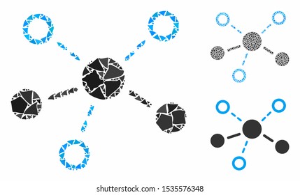 Structure composition of irregular items in variable sizes and color tints, based on structure icon. Vector rugged items are grouped into collage. Structure icons collage with dotted pattern.