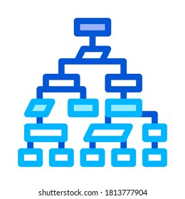 Structure Computer System Vector Thin Line Icon. Hierarchical Structure Diagram, Data Encryption Linear Pictogram. Programming Languages, Bug Fix, HTML, Script Contour Illustration