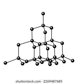 Struktur des Diamanten einzeln auf weißem Hintergrund. Kristallgittersymbol. Vektorgrafik