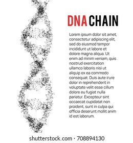 The structure of the DNA chain molecule and neurons. Science Visualization Concept. Vector Illustration.