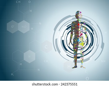  structure of the DNA molecule body Medical background vector eps10