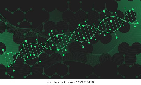 Structure of the DNA molecule. Vector illustration on a black background.