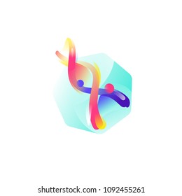 Structure of DNA. Vector flat icon. Illustration of a DNA molecule. Image is isolated on white background. Form style. Icon for website and print. Talisman, a brand for the company. Symbol, emblem.