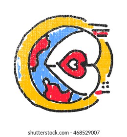 Structure of the Earth. Textured stamp. Vector illustration