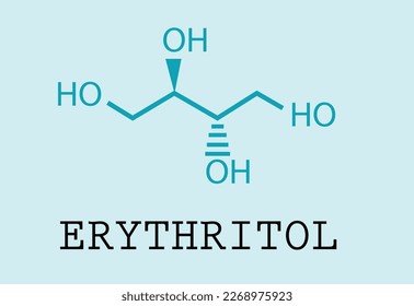 Structure of Erythritol diagram. Editable Clip Art.