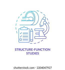 Structure function studies blue gradient concept icon. Pandemic preparedness preclinical research abstract idea thin line illustration. Isolated outline drawing. Myriad Pro-Bold fonts used