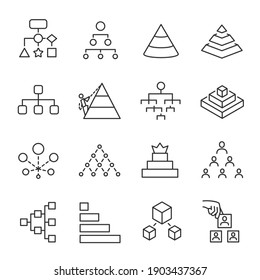 Structure, Hierarchy, Chart Icon Set. Line With Editable Stroke