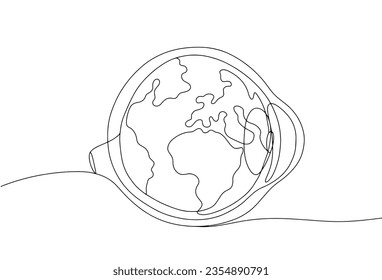 The structure of the human eye. Eyeball in the form of the Earth. World Retina Week. World Retina Day. One line drawing for different uses. Vector illustration.