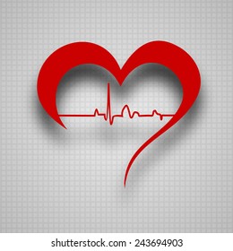 Structure of hypothetical heart with heart beat on graph chart.